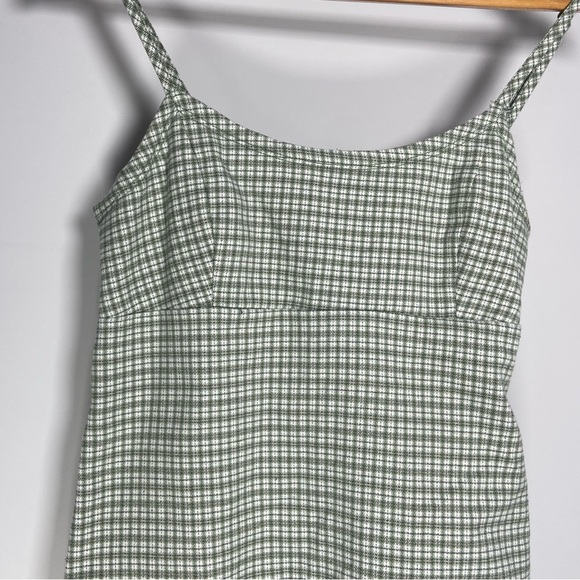 John Galt Plaid Shift Dress Mini White Gingham Preppy Pistachio Green Picnic - Picture 3 of 12